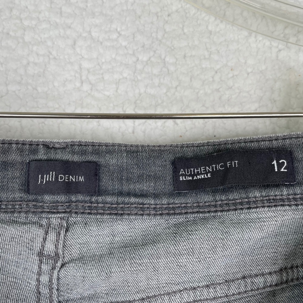 J. Jill Denim Authentic Fit Slim Ankle Grey Jeans Womens Size 12 Stretch - Picture 10 of 12